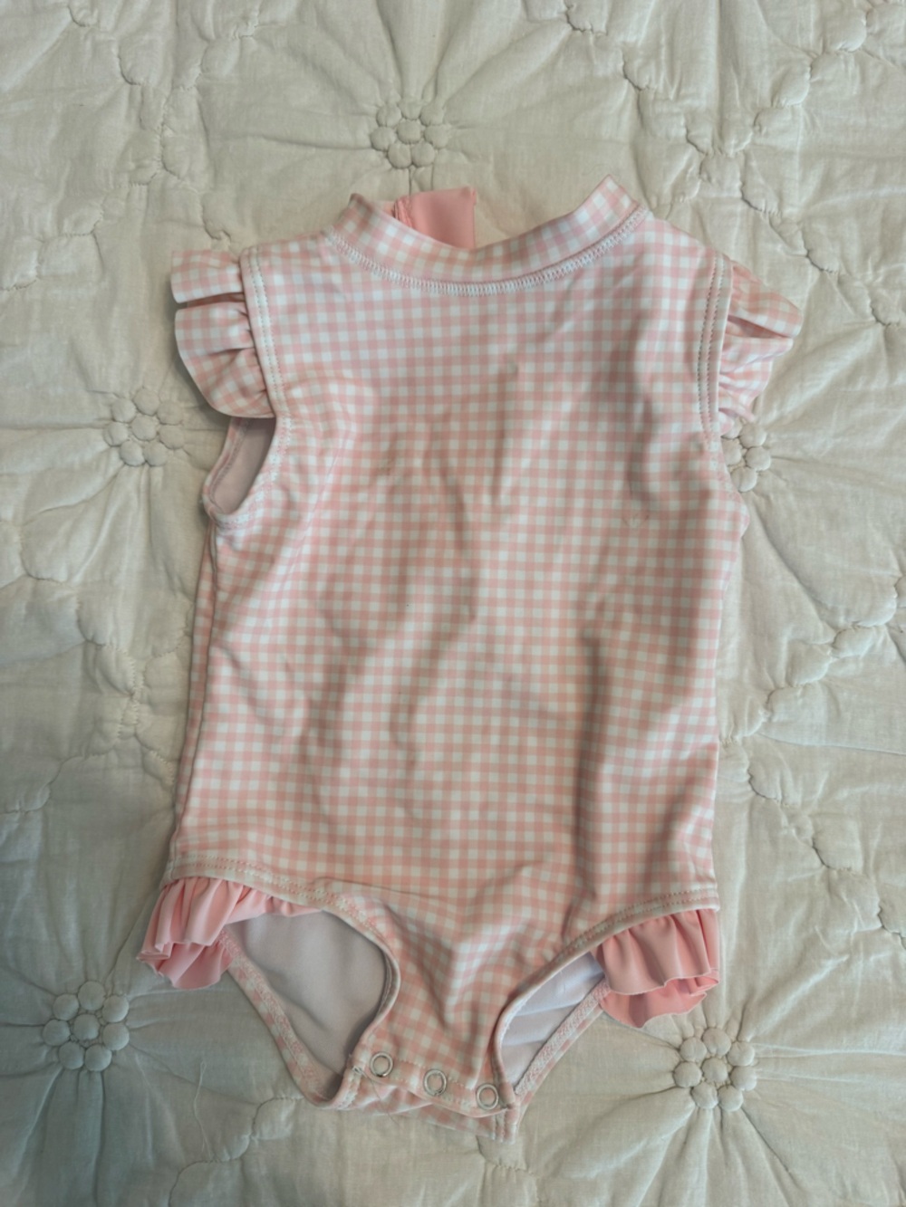 Children's Pink Gingham Ruffle One-Piece Swimsuit